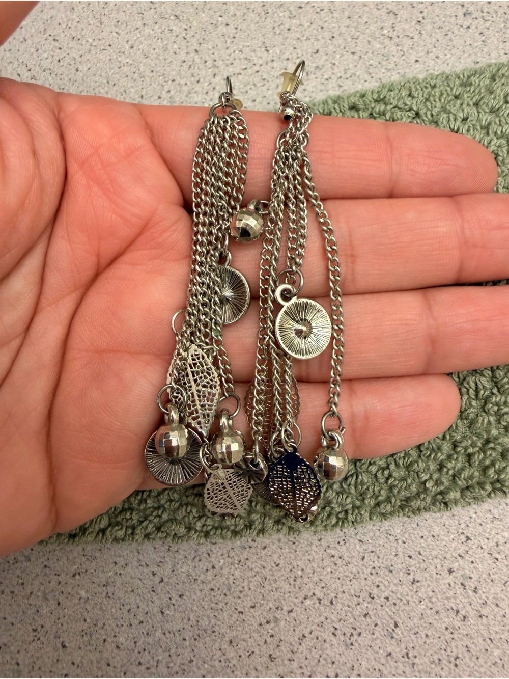Sterling-Tone Multi-Chain Drop Earrings in Silver